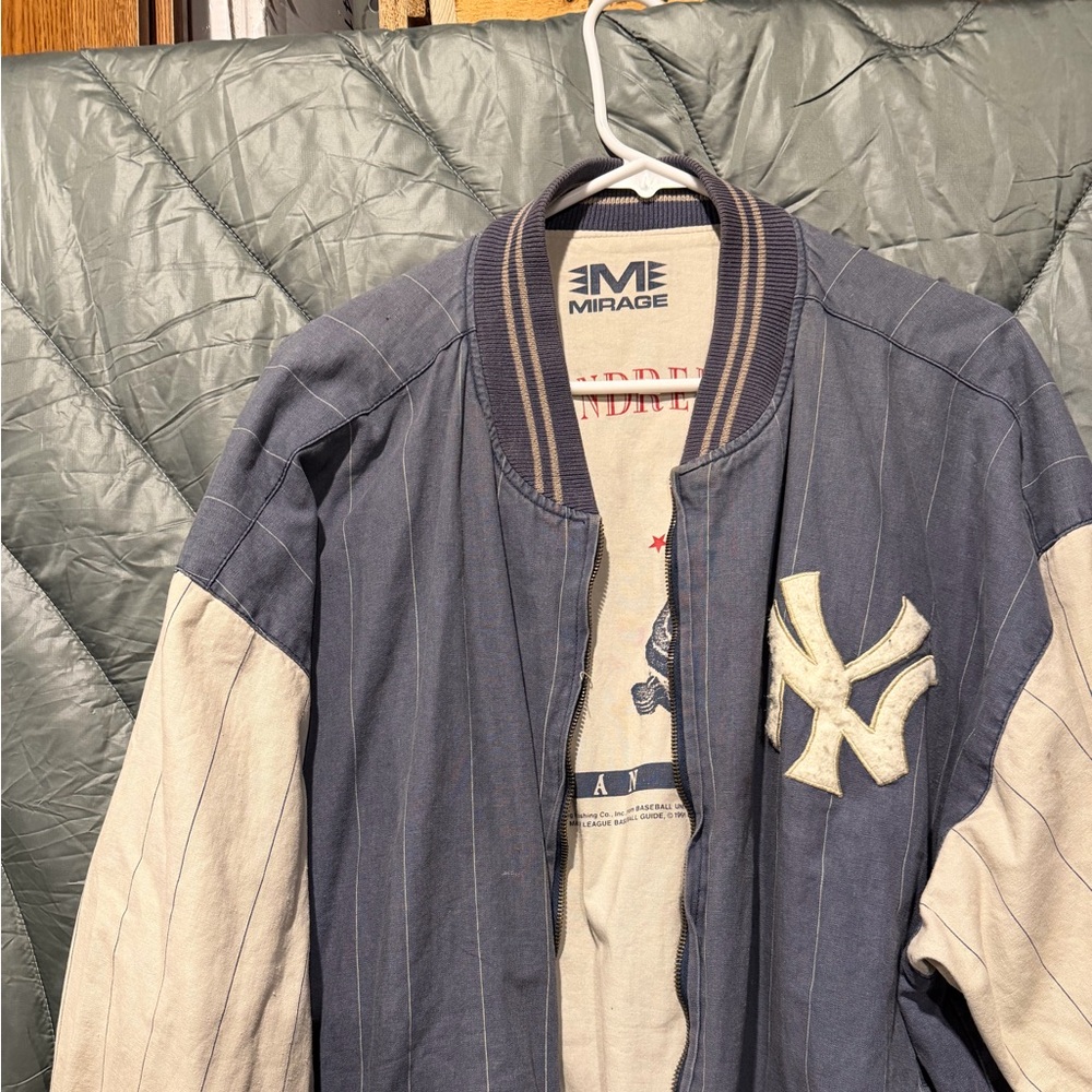 Mirage Men's Navy and Cream Varsity Jacket